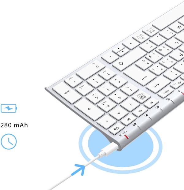 Bluetooth 5.1 numerisk ergonomisk tastatur til flere enheder iClever