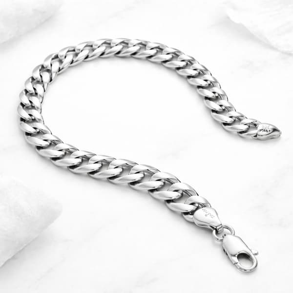 TJOCKT SILVER Herrarmband SILVER pr.925 SOLID 9mm DIAMANTSATT Italienskt