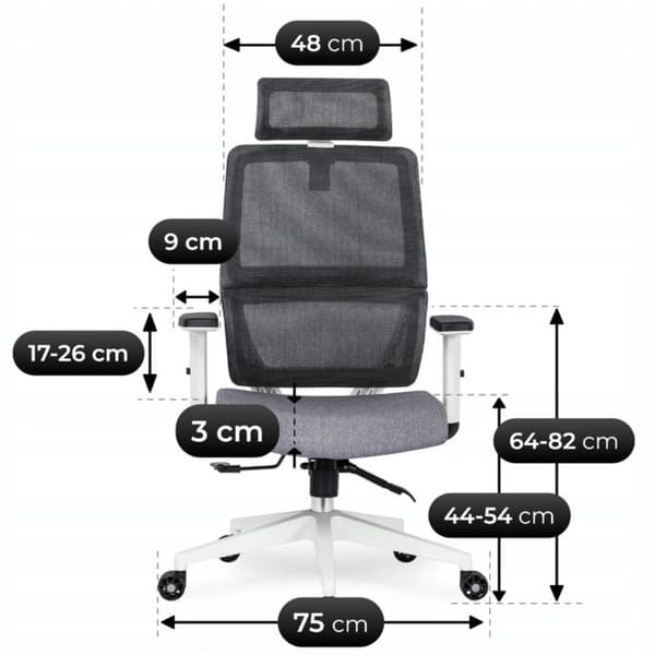 NICKI Ergonomisk Drejelig Kontorstol, Moderne Grå