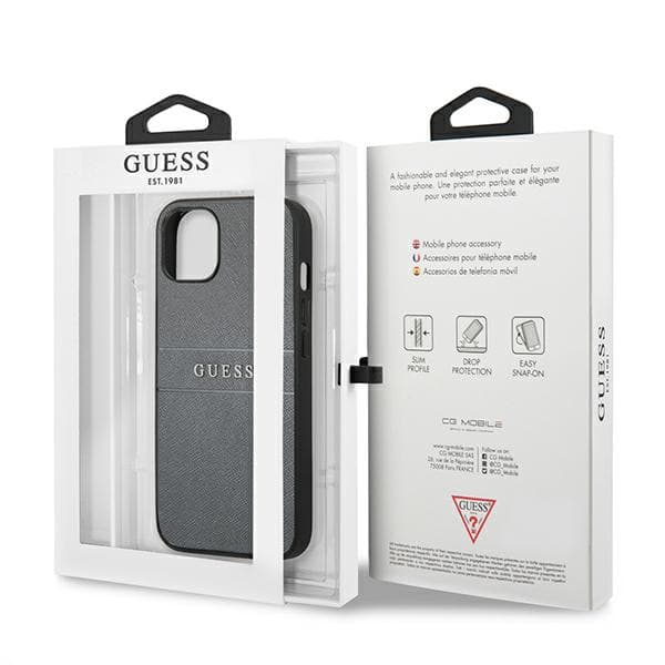 Guess Saffiano Strap -suojakuori iPhone 13 minille, harmaa