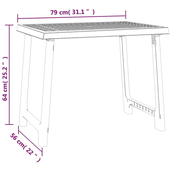 vidaXL campingbord, antracit, 79x56x64 cm, PP