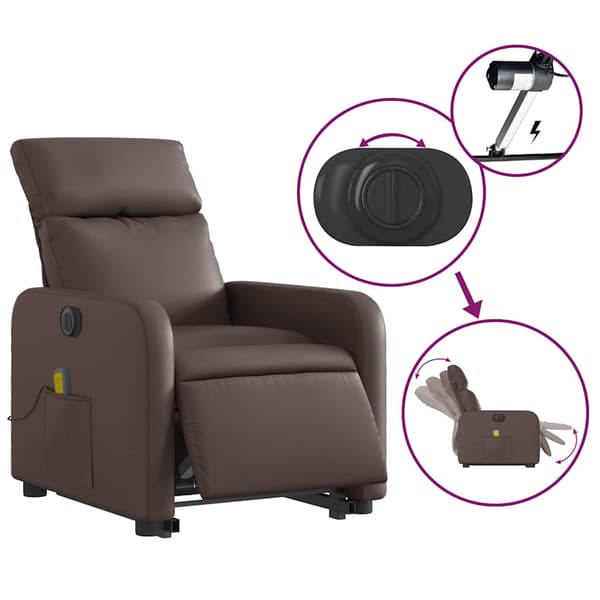 vidaXL elektrisk lænestol med massage, brun