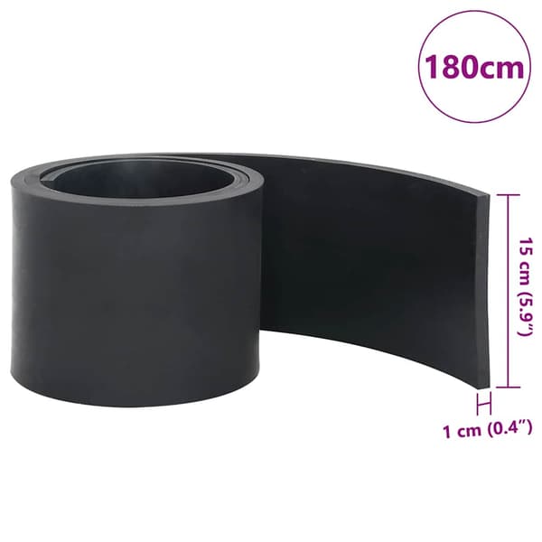 vidaXL gummikant til sneplov sort 180x15x1 cm