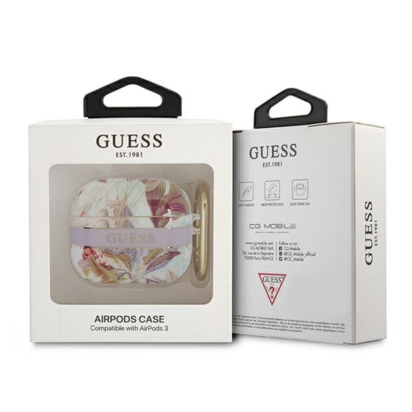 Guess Flower Strap Collection etui til AirPods 3, lilla