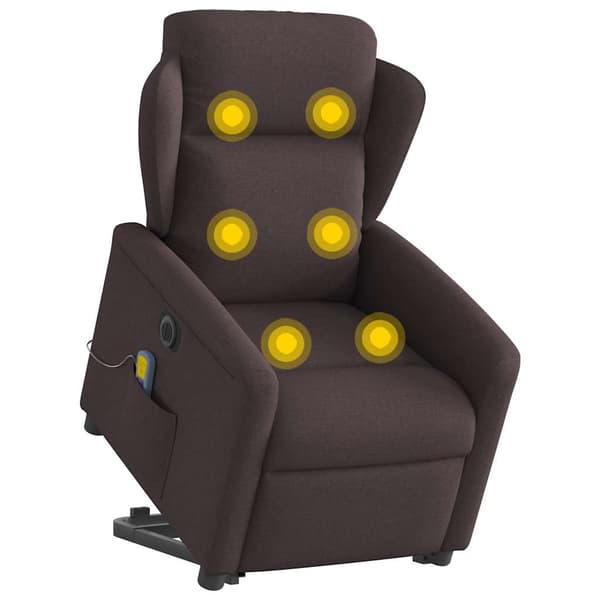 vidaXL Elektrisk lyftande massagefåtölj, vilstol, mörkbrun