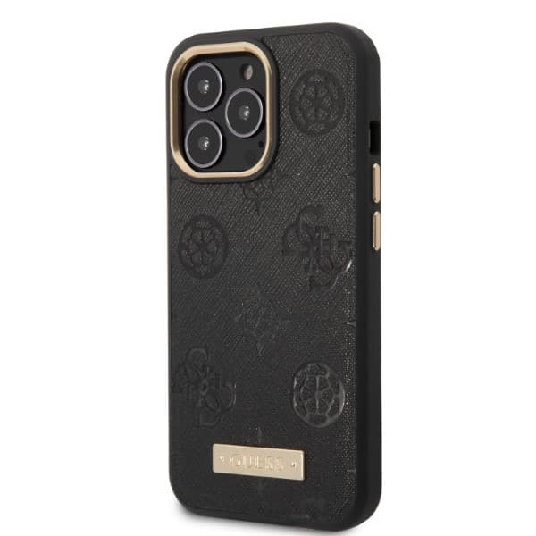 Guess Peony Logo Plate MagSafe-etui til iPhone 13 Pro / 13, sort