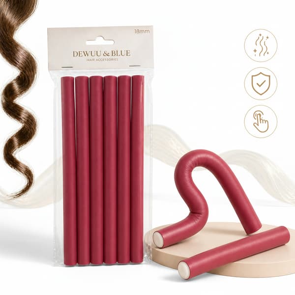 Hårruller i gummilatex til krøller og bølger, lange, 18 mm D&B