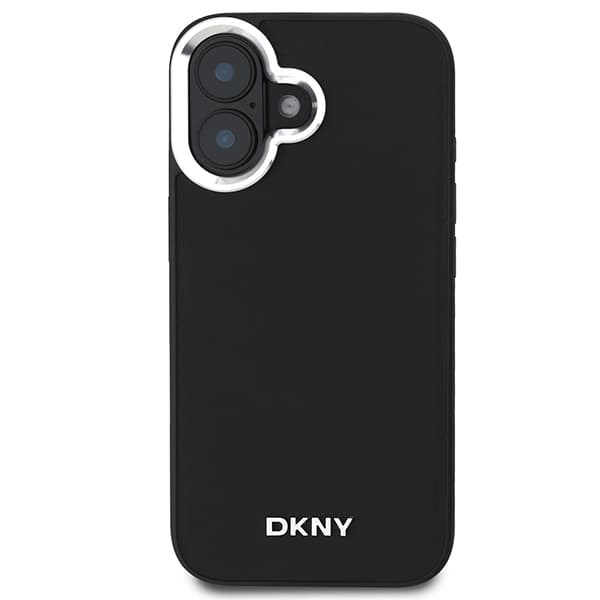 DKNY Plain Silver Logo MagSafe-skal till iPhone 16, svart