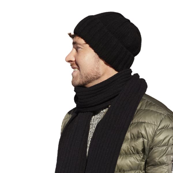 BEN - sort herrehat, 80% uld, ribbet manchet