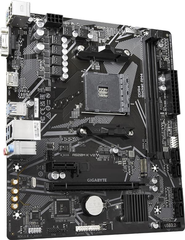 Gigabyte A520M K V2 moderkort (sAM4, AMD A520, PCI-Ex16)