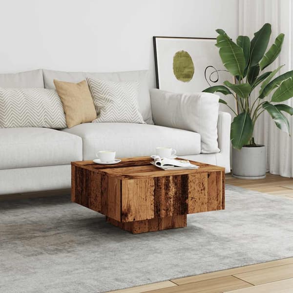 vidaXL sofabord, antik træ, 60x60x31,5 cm, spånplade