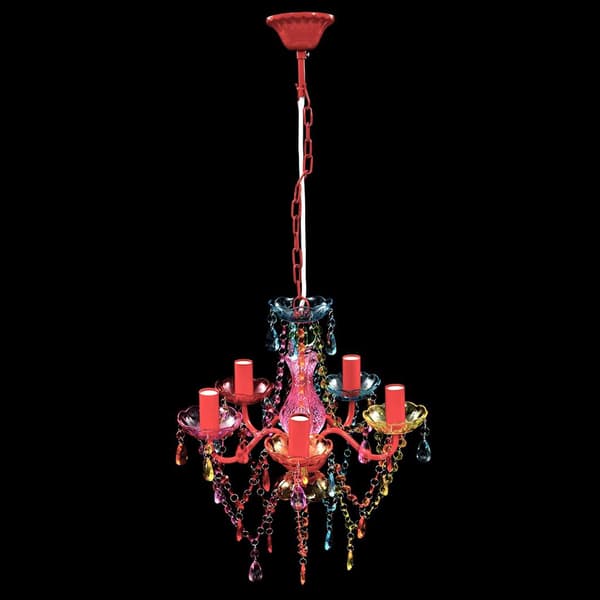 Flerfärgad ljuskrona med 5 glödlampor