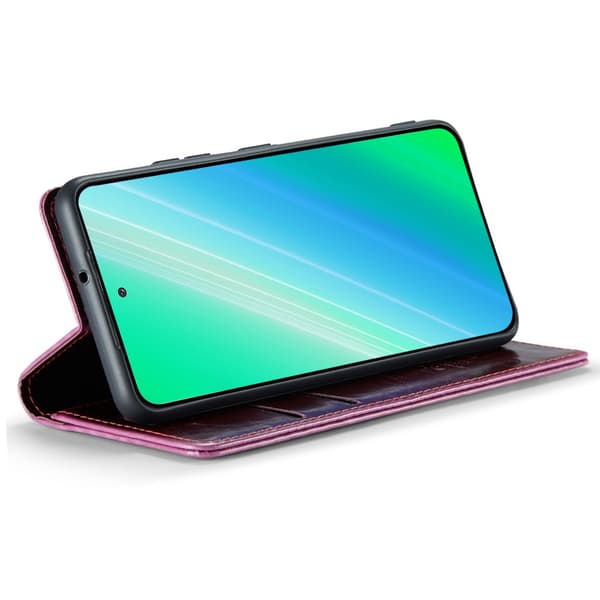 Flip-etui til Samsung Galaxy S23, ERBORD Waxy Wallet, rød