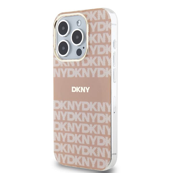 DKNY IML Mono & Stripe MagSafe-etui til iPhone 15 Pro Max, lyserød