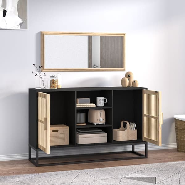 vidaXL skab, sort, 105x30x65 cm, træbaseret materiale