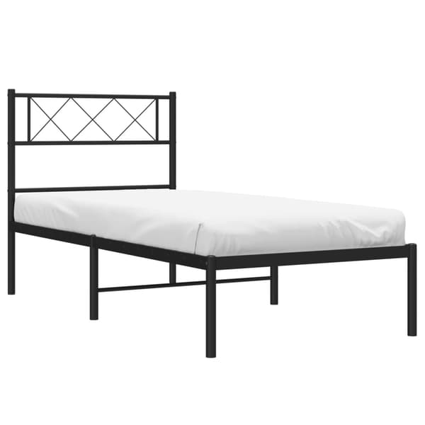 vidaXL metalsengestel med hovedgærde sort 90x190 cm