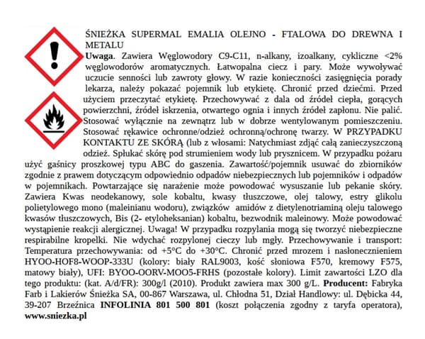 Śnieżka Supermal sort glans 9005 0,8l