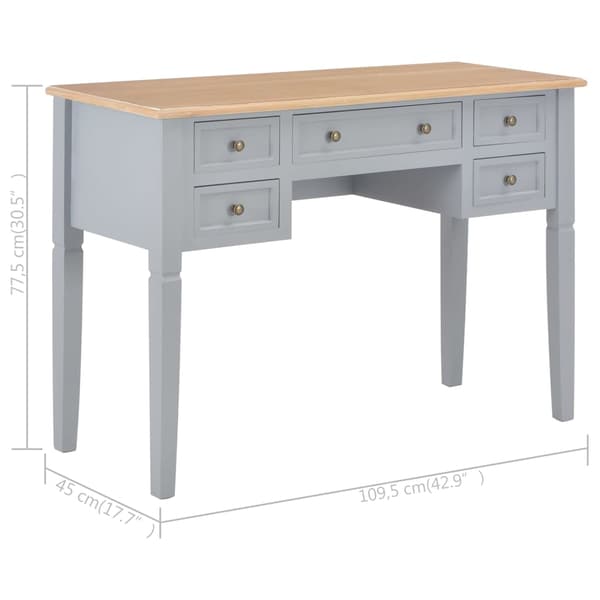 vidaXL Skrivbord, Grått, 109,5x45x77,5 cm, Trä
