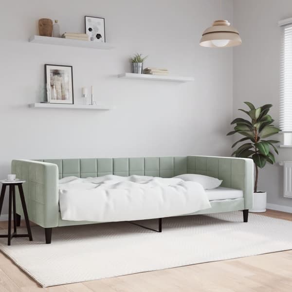vidaXL Bäddsoffa ljusgrå 100x200 cm klädd i sammet