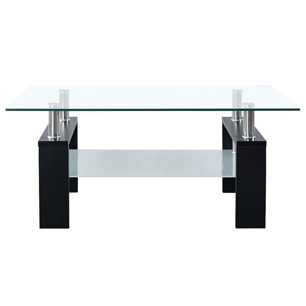 vidaXL sofabord, sort og transparent, 95x55x40 cm, glas