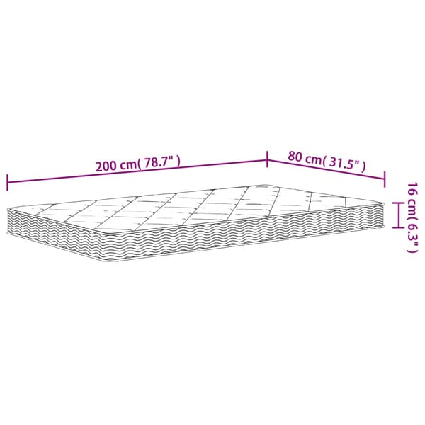vidaXL skummadras, medium blød, 80x200 cm