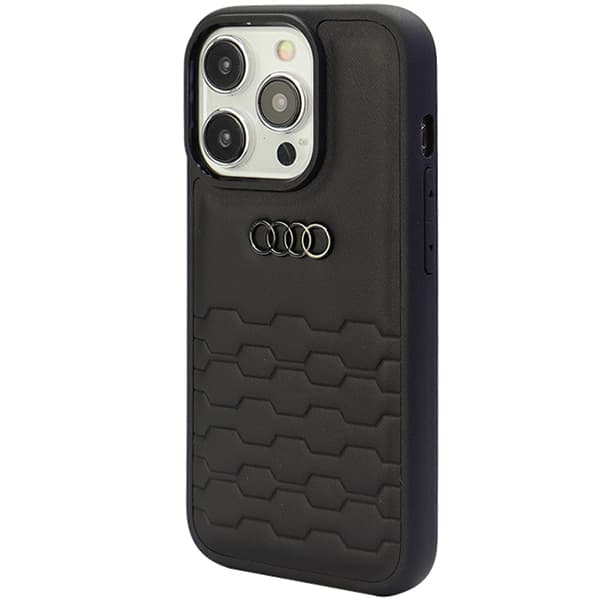 Audi GT kunstlædercover til iPhone 15 Pro, sort