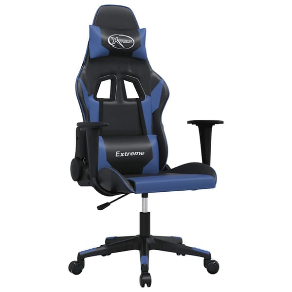 vidaXL massage-gamingstol, sort og blå, kunstlæder