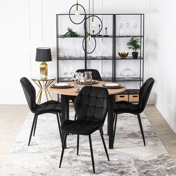 LUCKY Polstret Spisestol Sort Velour Moderne Loft