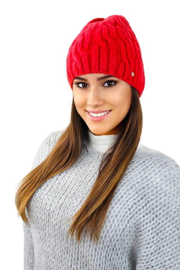 GIZMA fluffy vinterfleecehue, koralfarvet