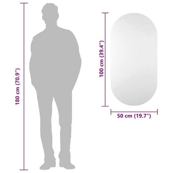 vidaXL spejl, 100x50 cm, glas