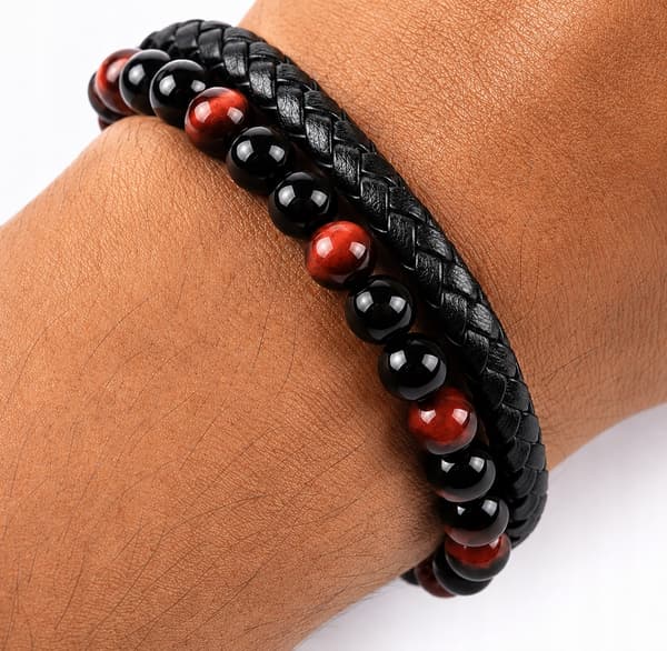 Herrflätat armband elegant tigeröga pärlarmband
