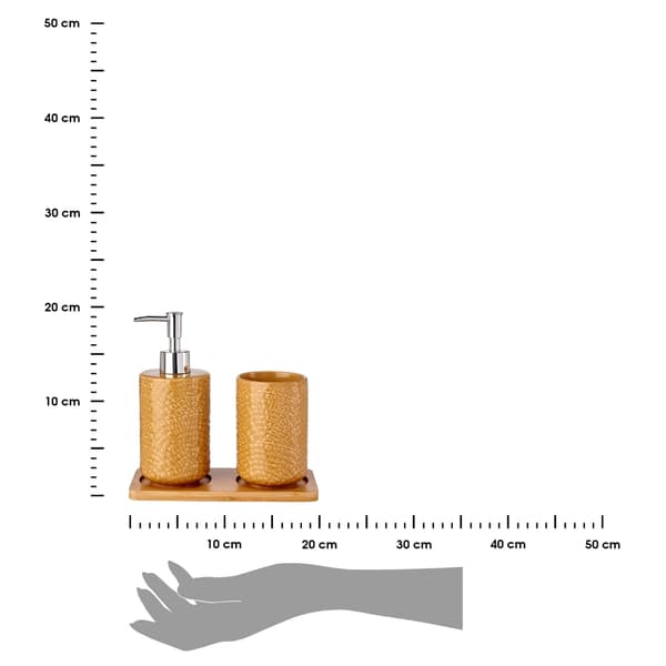 Badrumsset: dispenser och mugg med stativ CAMEL