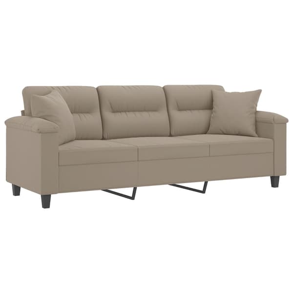 vidaXL 3-istuttava sohva tyynyillä, taupe, 180 cm, mikrokuitu