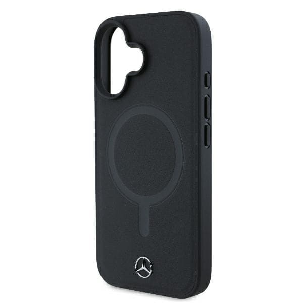 Mercedes Smooth Læder MagSafe-etui til iPhone 16 Plus, Sort