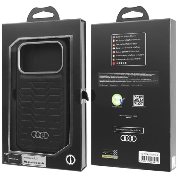 Audi GT MagSafe-etui i kunstlæder til iPhone 17 Pro, sort