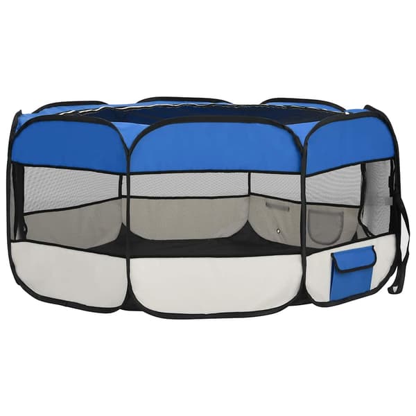 vidaXL foldbart hundebur med bærepose blå 145x145x61 cm