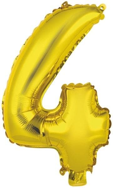 Mini folieballon nummer 4 guld 32x40cm