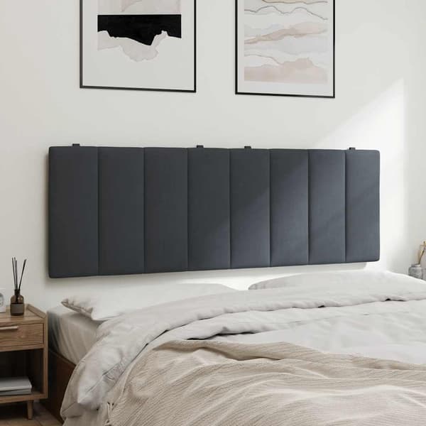 vidaXL Sängynpäädyn tyyny, tummanharmaa, 140 cm, sametti