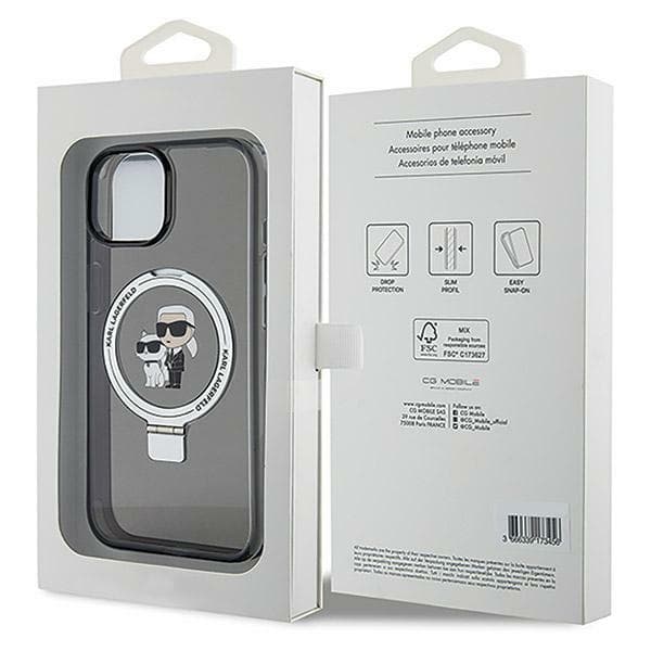 Karl Lagerfeld Ring Stand Karl&Choupette MagSafe-etui til iPhone 14, sort