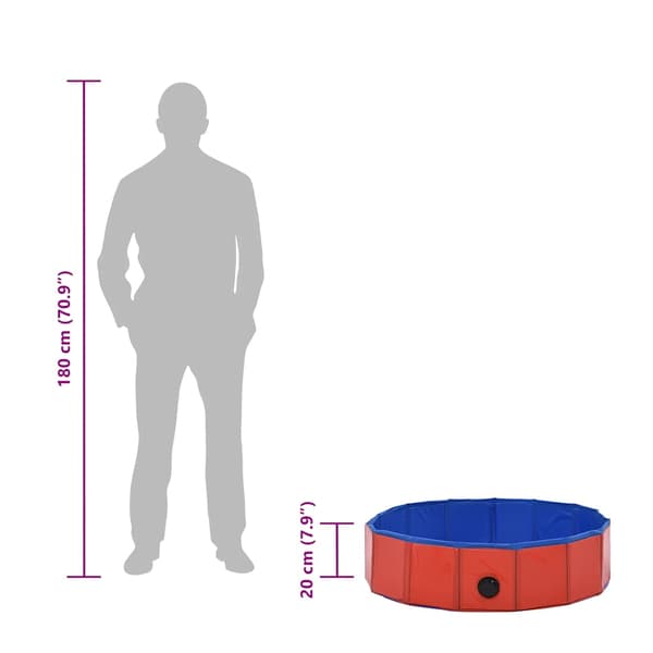 vidaXL foldbar hundepool rød 80 x 20 cm PVC