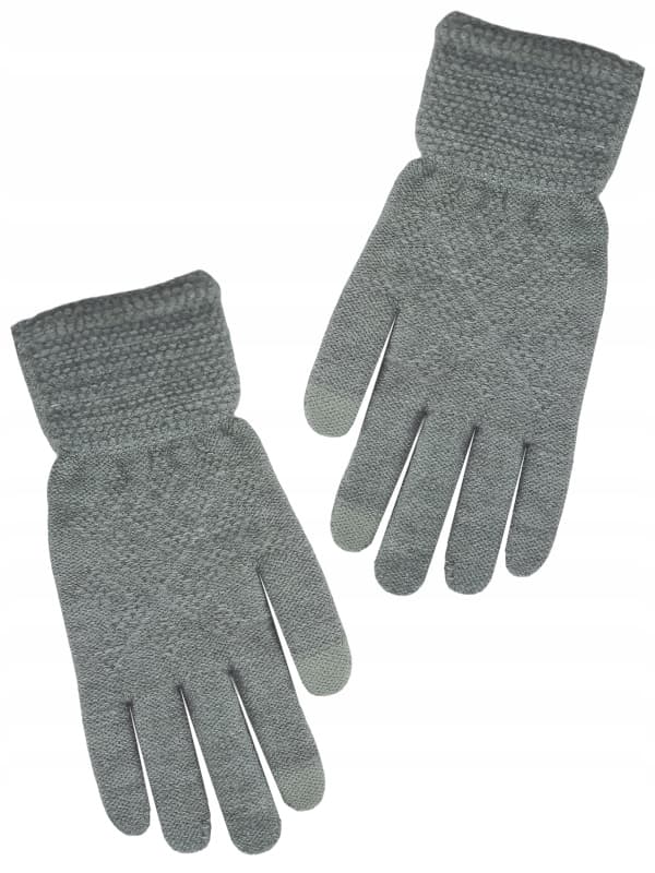 VINTERHANDSKER TIL PIGER, strikket med diamanter, grå, 21 cm, 13+ V030N