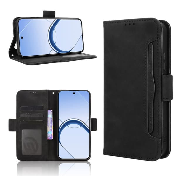Realme 16 5G Flip-etui, Kortholder, Sort