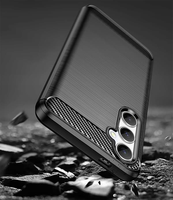 Etui til Samsung Galaxy A35 5G Pansret Karbonfiber Bagside + Glas