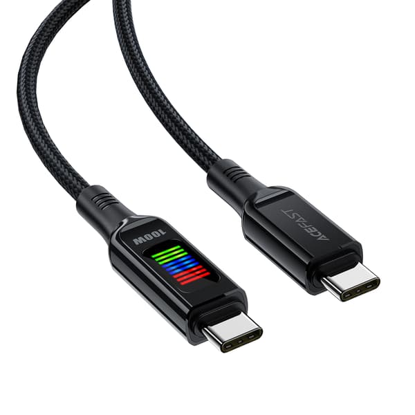 USB-C - USB-C 100W kaapeli näytöllä 1,2m musta