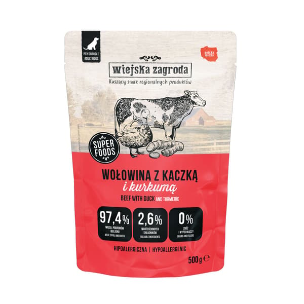 Wiejska Zagroda våd hundefoder Okseand 500g