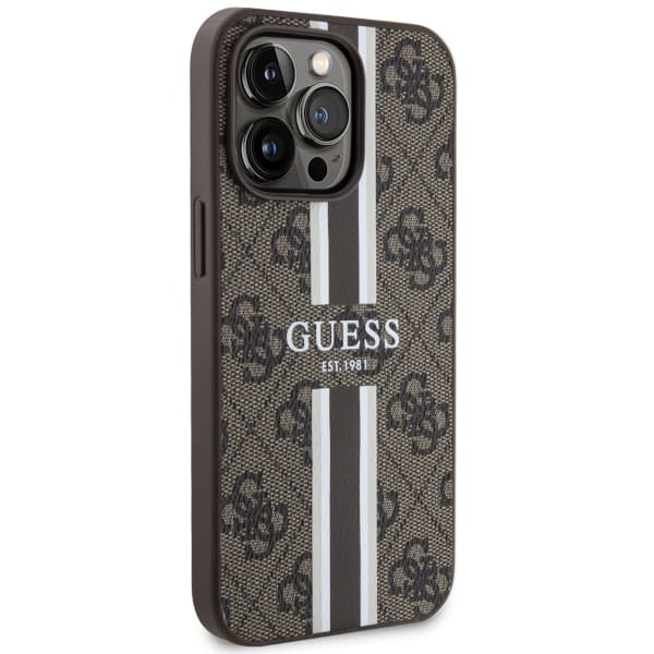 Guess 4G Printed Stripes MagSafe-etui til iPhone 13 Pro Max, brun/brun