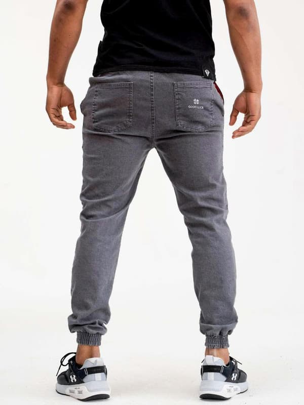 Herre grå Good Luck navnejeans joggingbukser XL