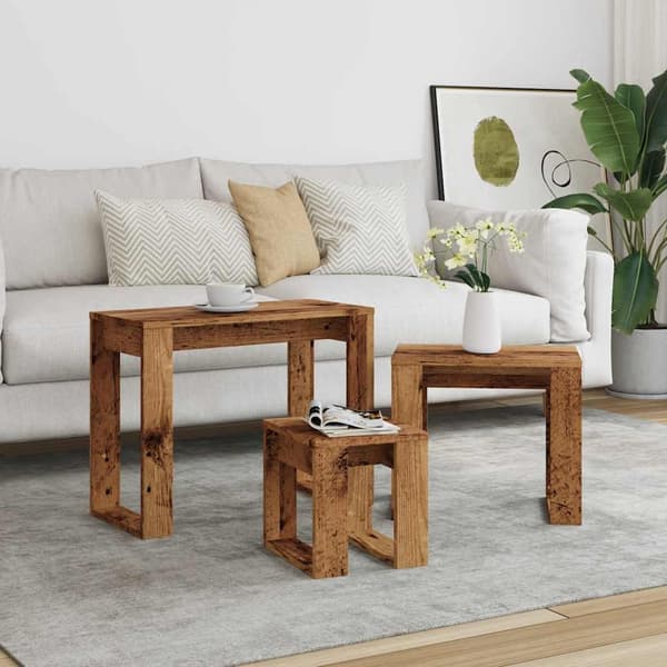vidaXL 3-pack slitsbord, antik träfärg