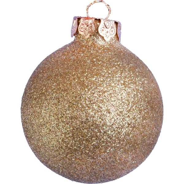 Elegant set med 18 glaskulor i champagnefärg matt, glansig och glitter