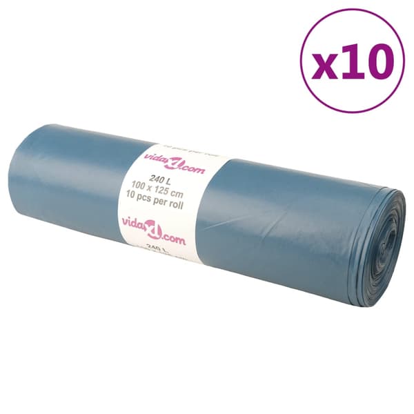 vidaXL Sopsäckar, 100 st, Blå, 240 L